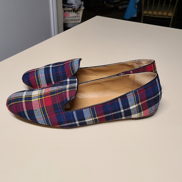 J. Crew Tartan plaid smoking loafers size 8 1/2 - Picture 3 of 9